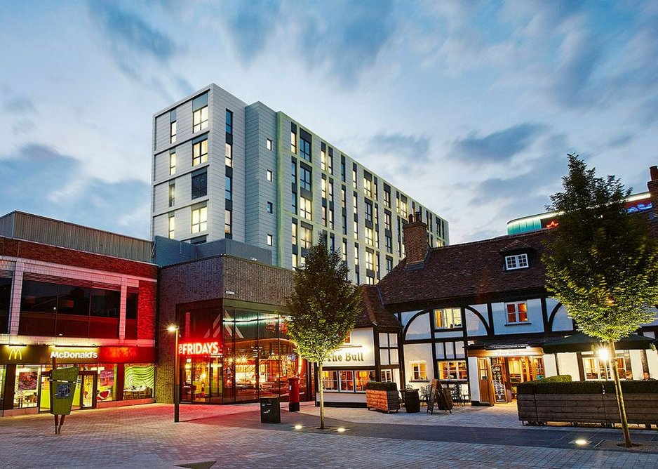 East elevation of the refurbished Eagle House. The conversion now offers residential accommodation as part of the wider Lexicon redevelopment of Bracknell town centre. Credit: Thomas Homes