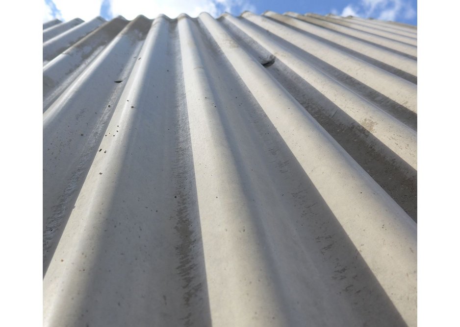 Detail of the fluted concrete façade of Vex House, Stoke Newington. Designed by Chance de Silva, the house features a soundtrack by composer and artist Scanner.