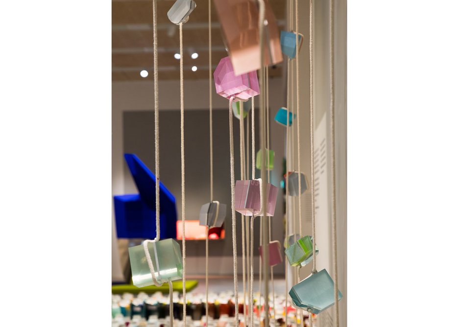 Breathing Colour by Hella Jongerius at the Design Museum with Crystal Beads installation in the foreground.