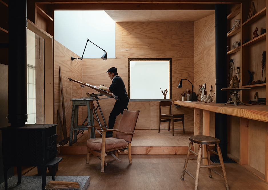 A 24kW stove placed in a seating area below the Winter Studio is fed with logs from the surrounding woodland.