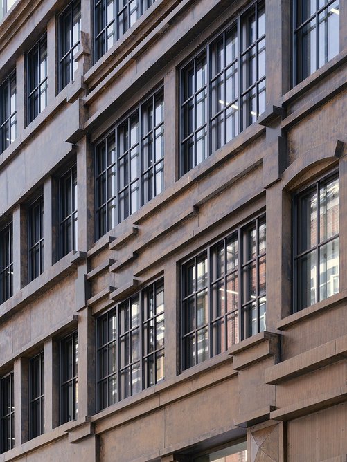 Architectural elements are playfully subverted as part of the new, more energy-efficient facade.