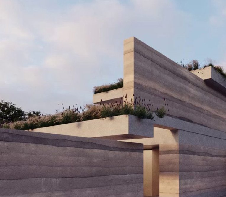 La Terre by DHaus, a proposed one-off house made from rammed earth.