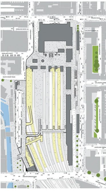 Above Plan Showing Masterplan Of Paddington Station With New Pedestrian Spines Either Side Of Original Concourse