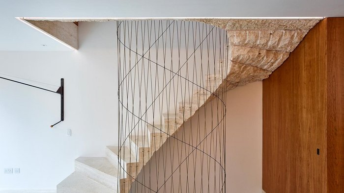 Cantilevered stair in a house on Caroline Place, London, fabricated by Ateliers Romeo