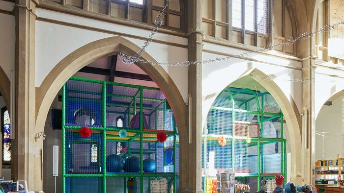 ‘The aisle is full of noises’. With apologies to Shakespeare’s Tempest, here is the children’s multi-level play area. Credit Richard Chivers