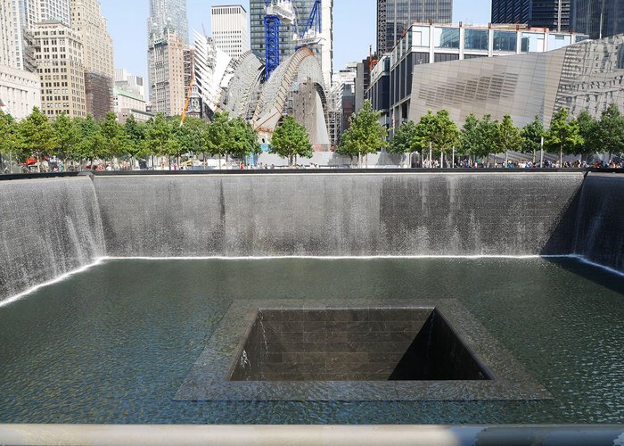 2. Beyond pool Calatrava's transit hub. Snohetta's museum pavilion right..jpg