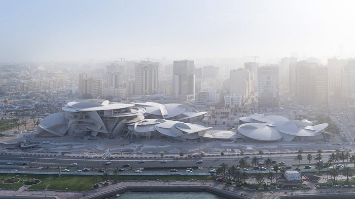 Will the lens of environmental social governance reporting change where architects work? Aerial of the National Museum of Qatar designed by Atelier Jean Nouvel.