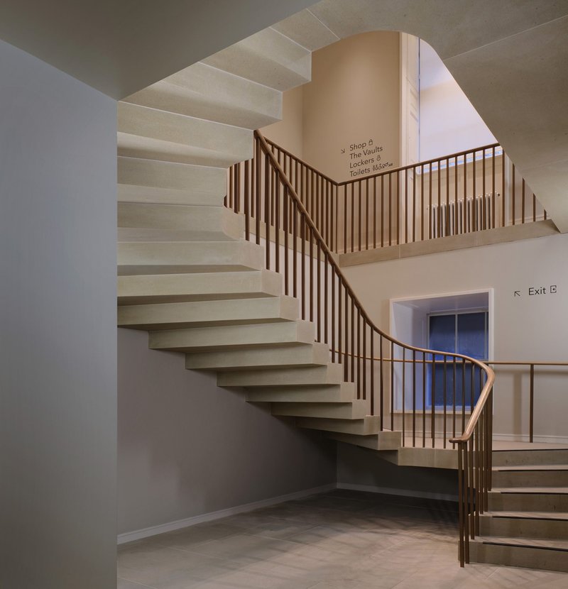 Cantilevered stone stair in Courtauld Connects, designed by Witherford Watson Mann.