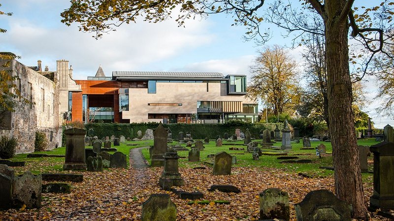 Dunfermline Carnegie Library & Galleries, Fife, west elevation, Richard Murphy Architects.