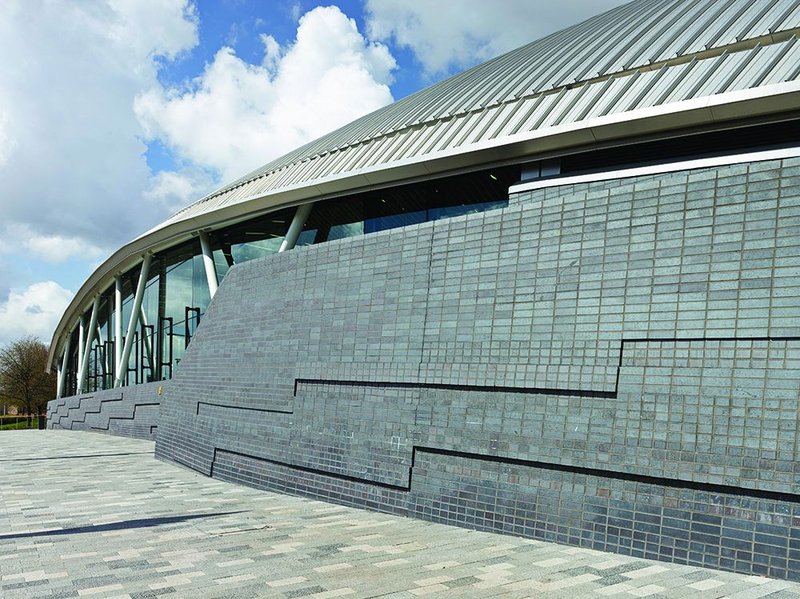 Zig-zag patterns in the bus station’s brick plinth are a reference to the coal seam beneath the site.