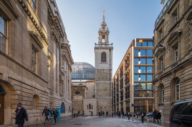 St Stephen Walbrook and Fosters Bloomberg offices.