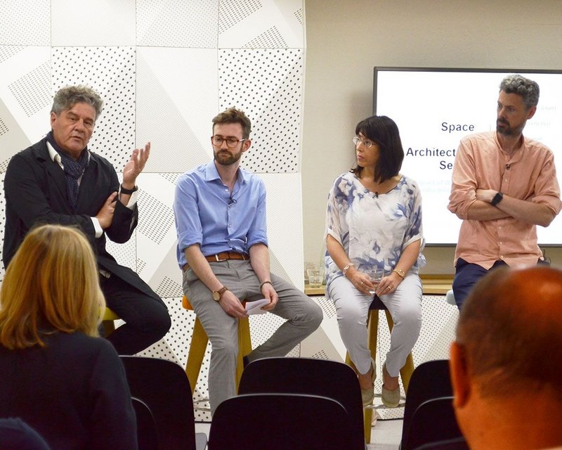 From left: Michel Mossessian (Mossessian Architecture) Ben Allen (Studio Ben Allen),  Marcella Ucci (UCL) and Ben Channon (Assael Architecture).