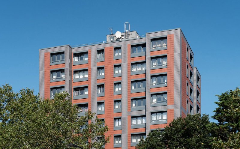 Gerrard House and Hatfield Close in Lewisham were reclad in A1 fire-rated Argeton terracotta cladding, supplied by Taylor Maxwell.