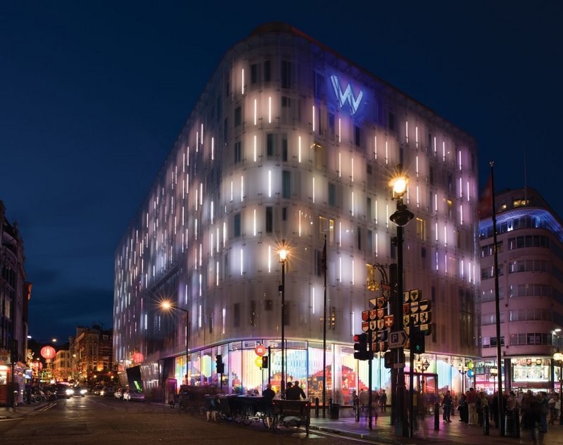 Jestico + Whiles’ W Hotel – exploiting Leicester Square’s 24-hour culture.