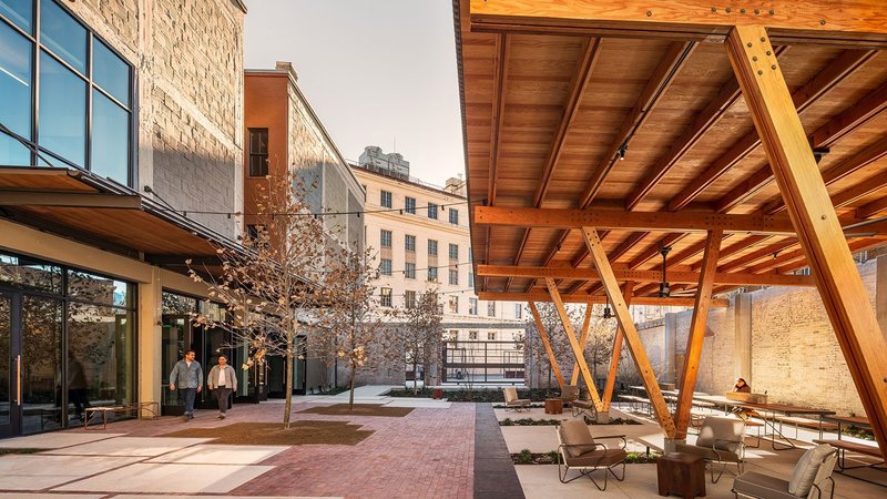 Lake|Flato transformed a garage roof into a courtyard structure.