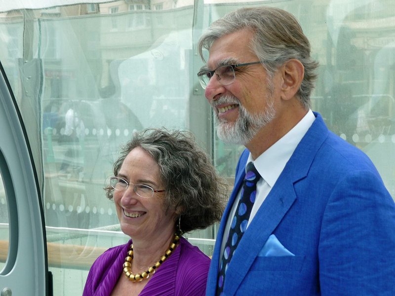 David Marks and Julia Barfield at the opening of Brighton's i360 in 2016.