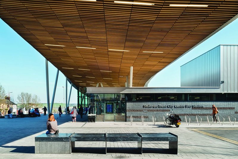 Bus station’s projecting canopy