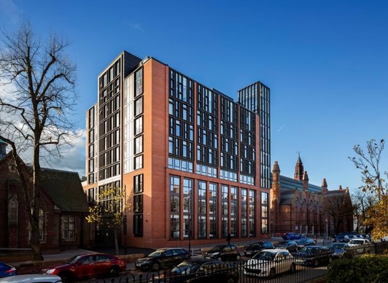 Main Site Tower and Peter Froggatt Centre, Queens University Belfast, Belfast.