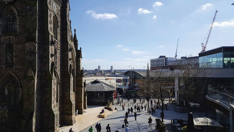 The Smithfield site beyond St Martin’s Church from the Bullring has been cleared to make way for the £1.5 billion development.
