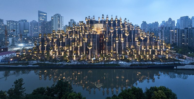 1000 Trees, Shanghai, at night.