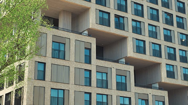 A touch of tessellation: Vandersanden Freya brick slips are used as part of the prefrabricated Signa facade system at The Cube student housing and commercial development in Utrecht, Netherlands.