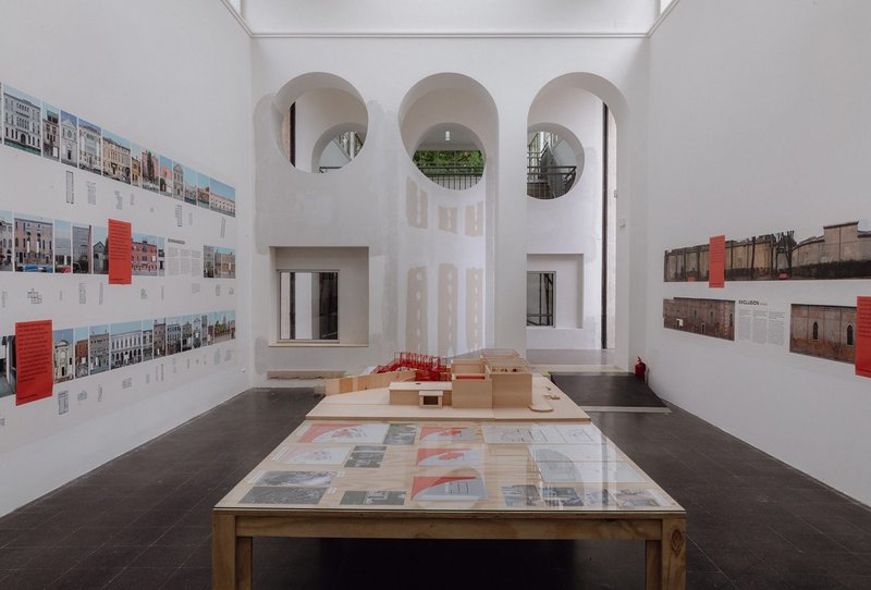 The Austrian pavilion – partitioned, but not fully realised as a joint exhibition space and community centre.