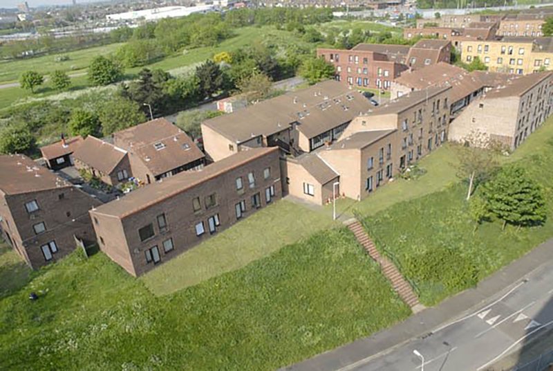 Clays Lane Housing Co-operative before it was demolished to make way for the London Olympic Park.