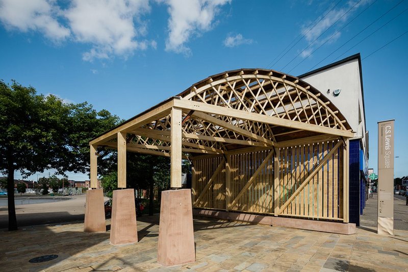 Market hall or portal or industrial memory - the Built East pavilion carries many messages.