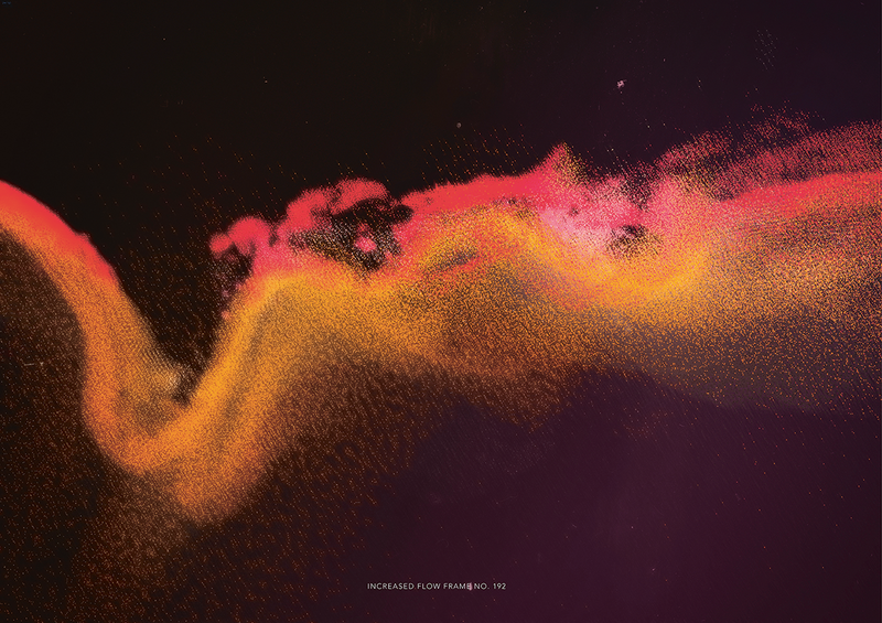 Turbidity simulation image from the Monsoon Assemblages research project, simulating the flow of water over a sediment-rich river bed.