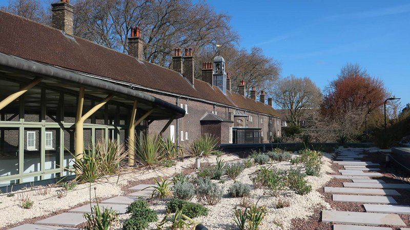 The finished climate-resilient garden at the Museum of the Home, part of Wright & Wright’s redesign and extension of the museum.