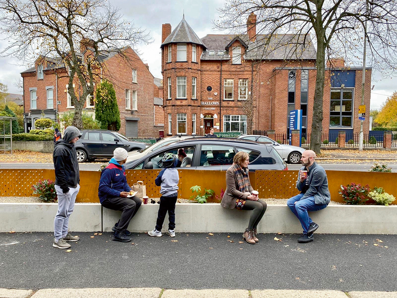 New types of public realm out of the pandemic at Belfast’s Ormeau Parklet.