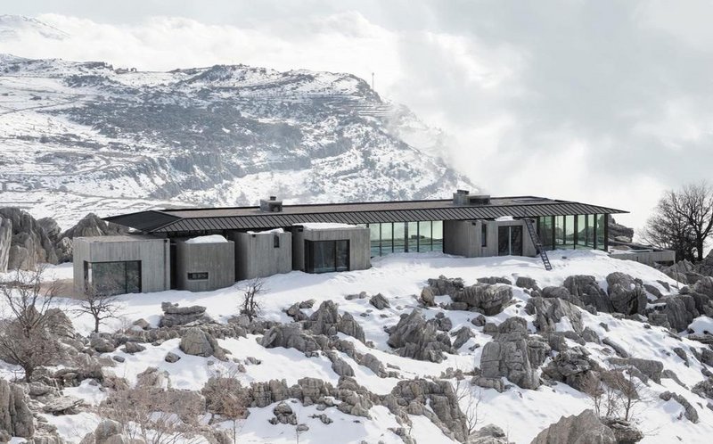 Zinc roof at On the Rocks in the Lebanon, a house in the Faqra ski resort, Mount Lebanon. Karim Nader Studios.