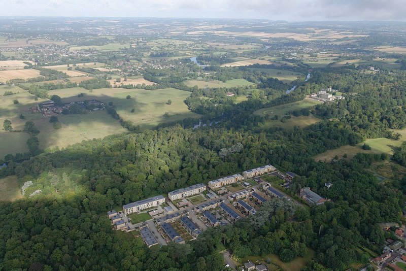 Cliveden Village aerial view – there used to be a wartime hospital here.