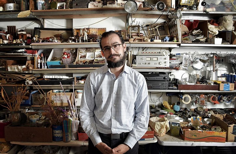 Architect and artist Mohamad Hafez in his studio in New Haven, Connecticut.