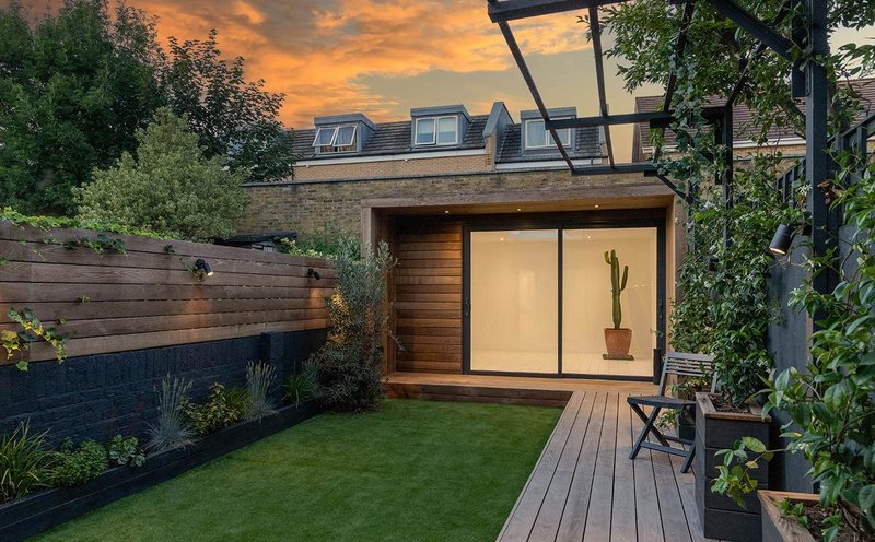 Grad Thermo Ash deck boards and cladding at a residential property in Linkfield Road, Isleworth, west London.