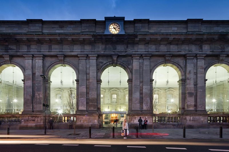 The Portico face of Newcastle Central Station.