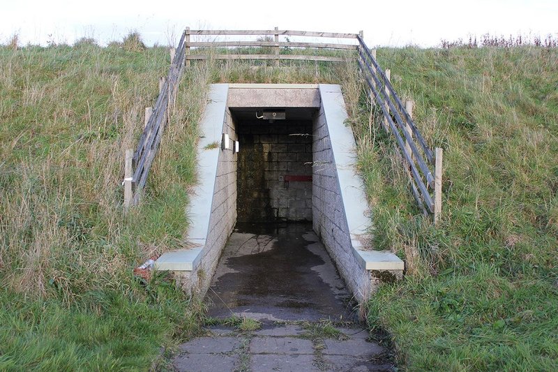 Surface level entrance to Cultybraggan, Regional Government Headquarters bunker, Comrie, Perthshire.