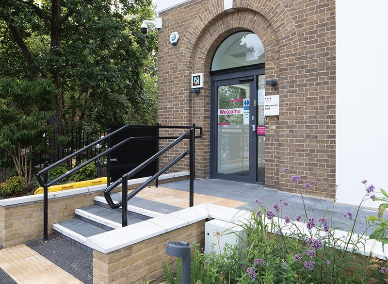 Contrasting trims on stair nosings and ramps consider accessibility from the get-go.