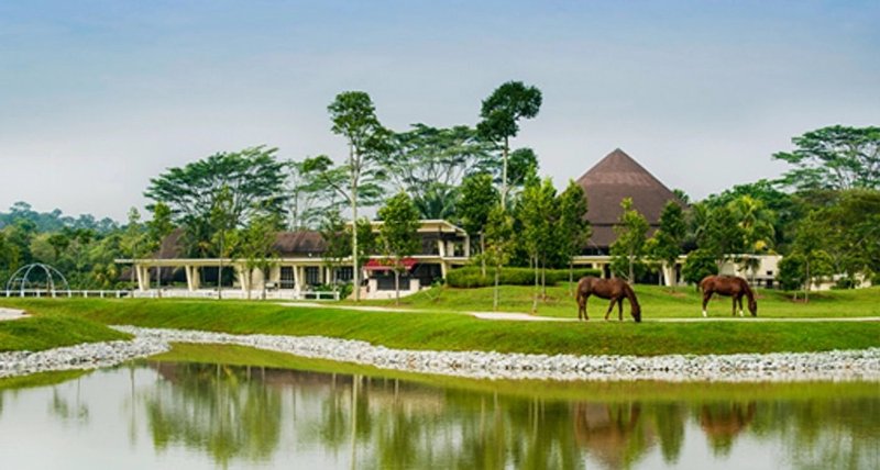 Pinggiran Bayou cluster homes along the riverside with the community clubhouse, Leisure Farm, Malaysia.