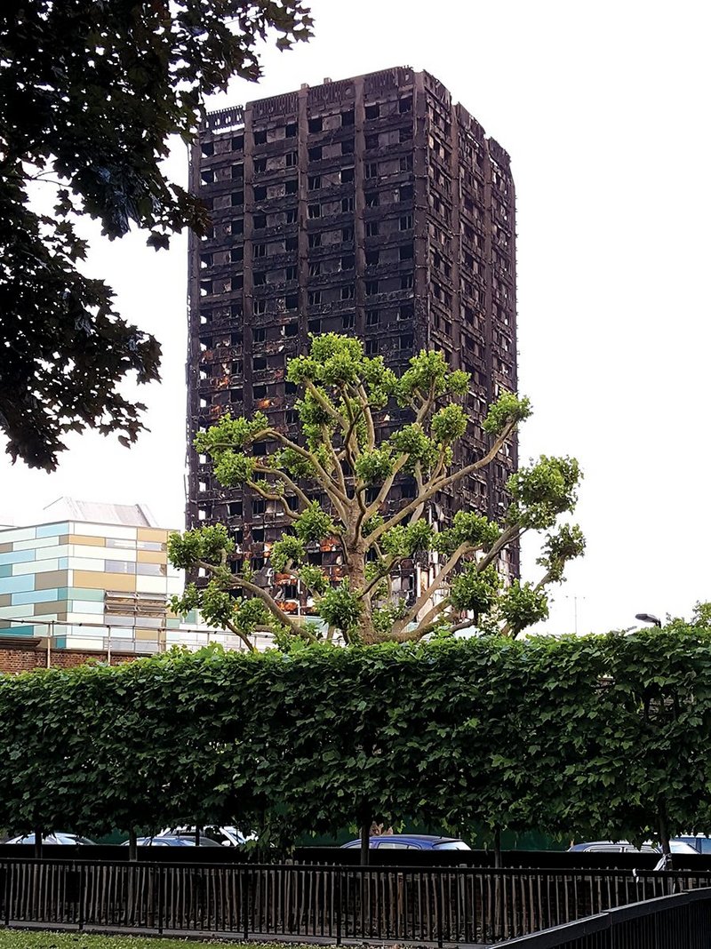 A reproach to the whole construction industry: the fire-blackened hulk of Grenfell Tower.