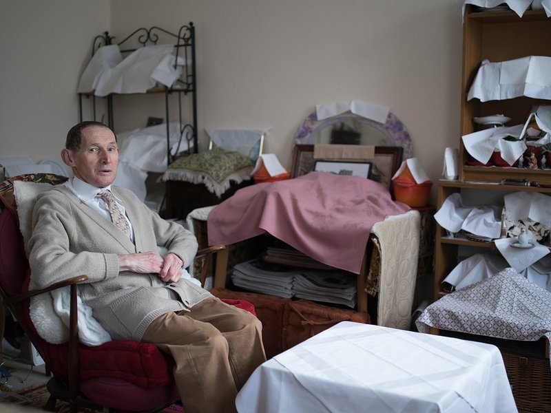 Resident at the Hopton almshouse. Photographer Philipp Ebeling collaborated with Witherford Watson Mann on the early stages of the Appleby Blue almshouse project, talking and photographing residents to gain a greater understanding of what mattered to them in their lives.