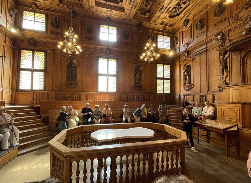 Teatro Anatomico, Bologna, carefully reconstructed after being damaged during World War II.