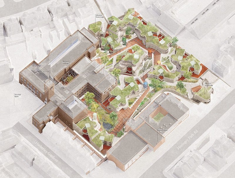 Masterplan for the development, located next to Hornsey Town Hall in London’s Crouch End.