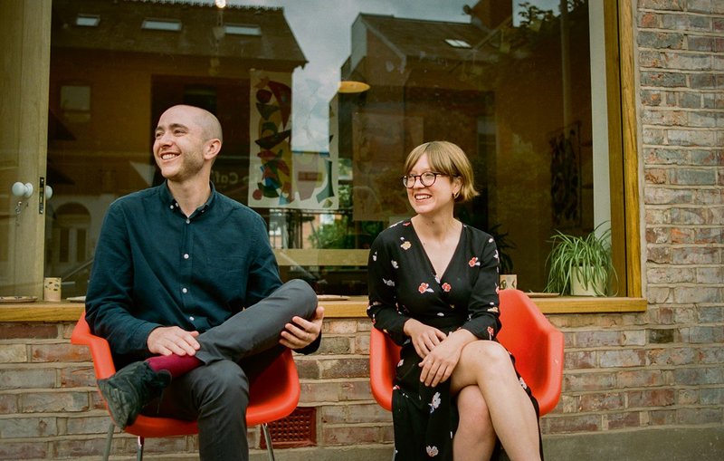 Jack Richards and Jo Sharples outside their  office/ gallery.