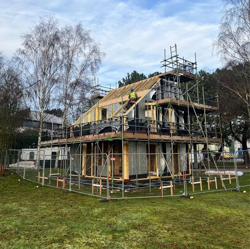 The EcoLab 2-bed starter home construction progress in February 2022