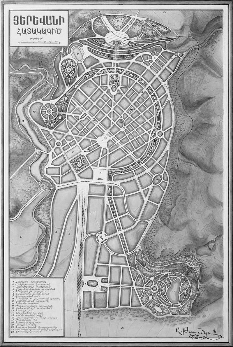 1924 masterplan of Yerevan Armenia as explored by Roy Khatchadourian.