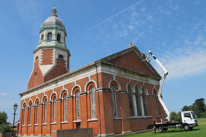 Surveying the external elevations of Netley Chapel, part of Royal Victoria Country Park, which is being redeveloped with Hampshire County Council architects.