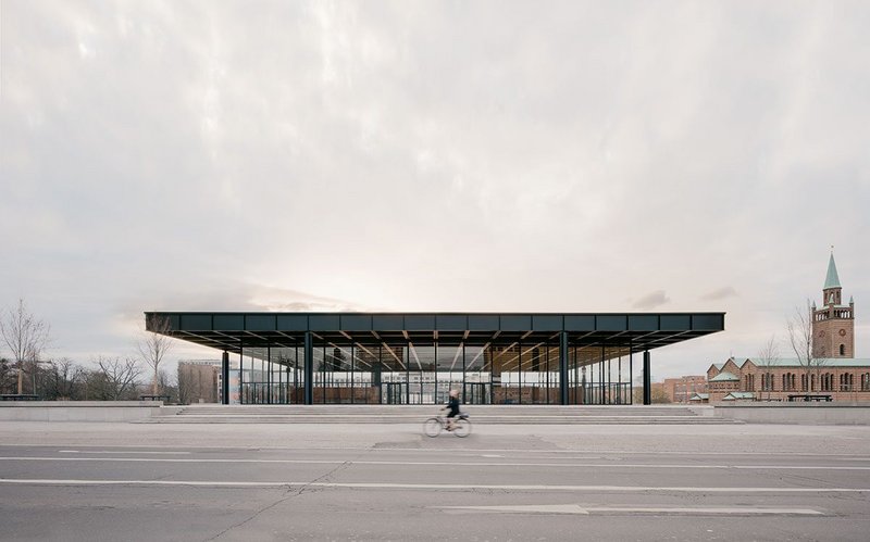 In full glory: The restored east elevation of the Mies’ Neue Nationalgalerie with St Matthäus-Kirche to the north. Podium, entrance and lower levels are now fully accessible.