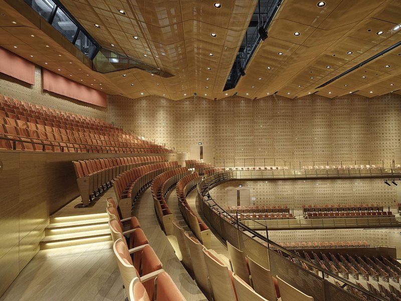 GKD’s specialist Alu 6010 acoustic fabric in use at Antwerp’s Koningin Elisabethzaal concert hall.