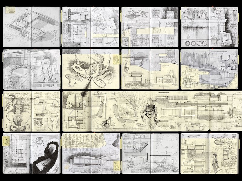 Thinking Architecture.  Graphite, Moleskine,  Loose Paper,  850 × 1130mm.